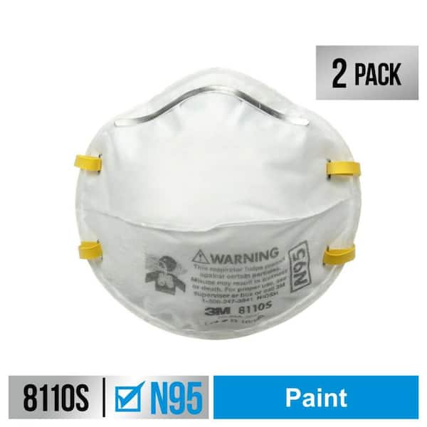 3M 8110S N95 Sanding Paint Prep Disposable Respirator, Size Small (2-Pack)