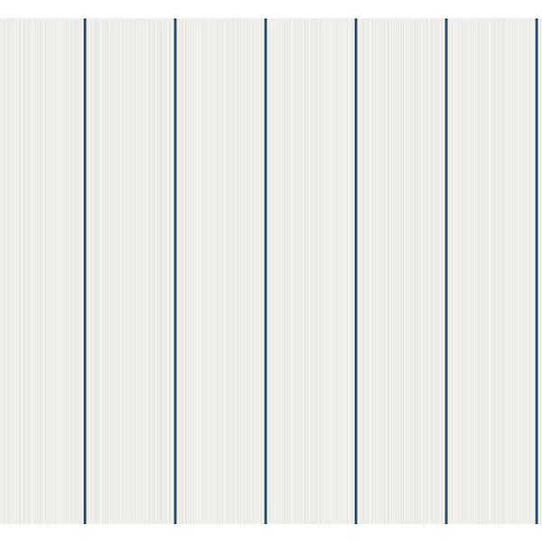 Seabrook Designs Navy Rockefeller Stripe Paper Un-Pasted Non-Woven Wallpaper Roll 60.75 sq. ft.
