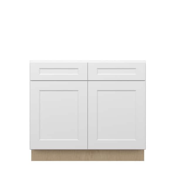 Unbranded Norfolk Shaker 39 in. W x 34.5 in. H x 24 in. D in Painted White Plywood Assembled Sink Base Cabinet