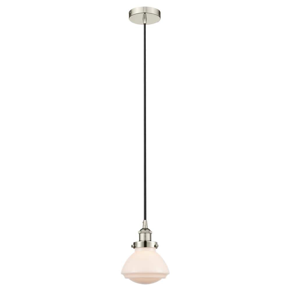 Olean 60-Watt 1-Light Polished Nickel Standard Mini Pendant Light with Painted Glass Shade, No Bulbs Included price history on PriceWatchPro