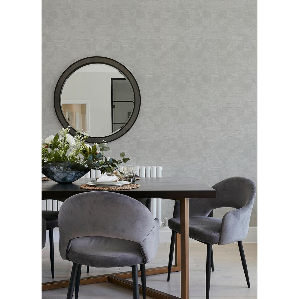 Silver Geometric Vinyl-Coated Non-Pasted Wallpaper