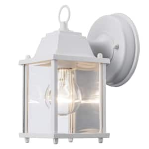 Patrician 1-Light White Outdoor Wall Light Fixture with Clear Glass