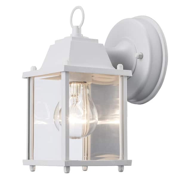 Bel Air Lighting Patrician 1-Light White Outdoor Wall Light Fixture with Clear Glass