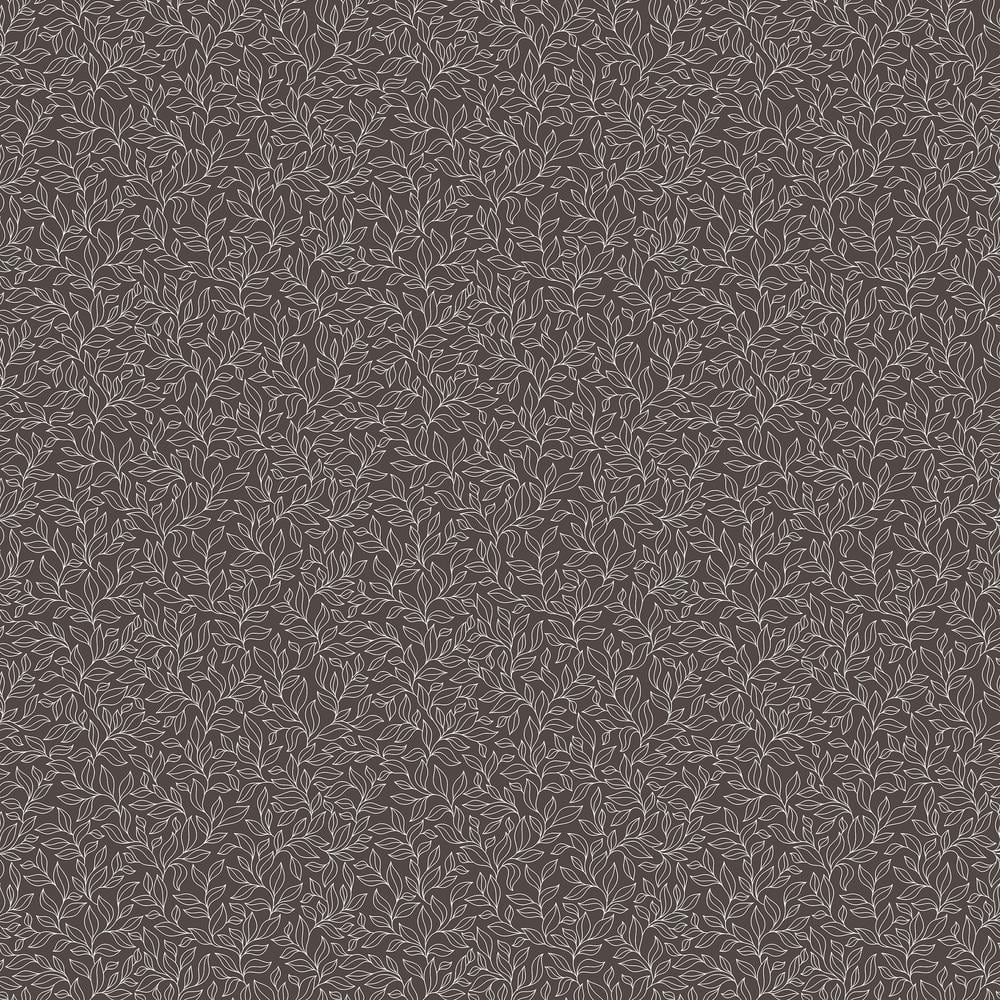 Stencil Leaf Black Matte Finish Non-Woven Paper Non-Pasted Wallpaper Roll
