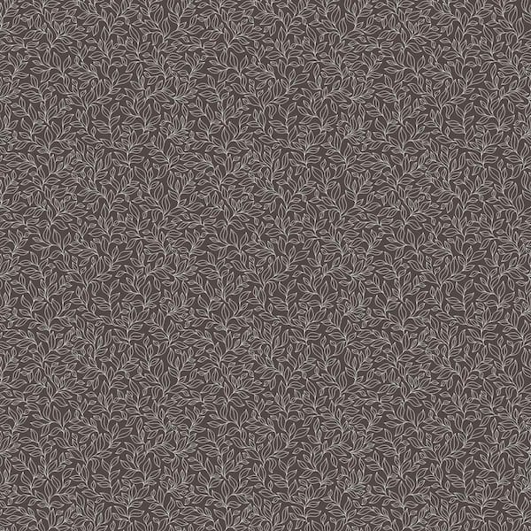 Unbranded Stencil Leaf Black Matte Finish Non-Woven Paper Non-Pasted Wallpaper Roll