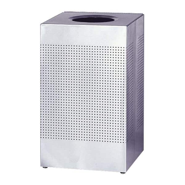 United Receptacle 16 Gal. Stainless Steel Square Hinged Top Trash Can