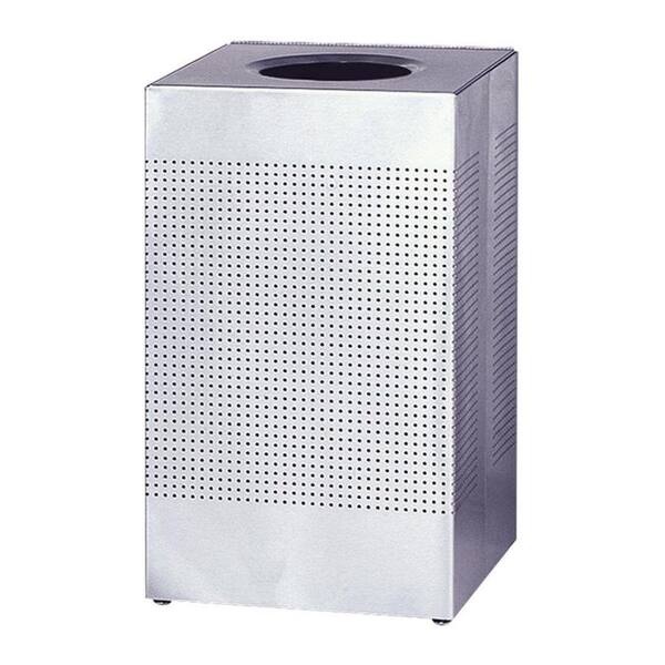 United Receptacle 29 Gal. Stainless Steel Square Hinged Top Trash Can