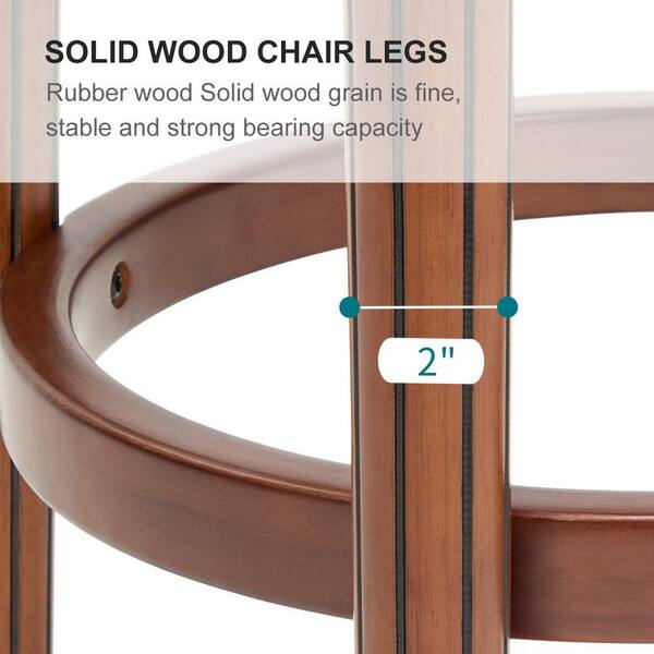 34.6 in. H Brown Low Back Wood Bar Stool with Cow top Leather, 360