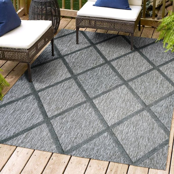 JONATHAN Y Salines Diamond Trellis Dark Gray 8 ft. x 10 ft. Indoor/Outdoor Area Rug