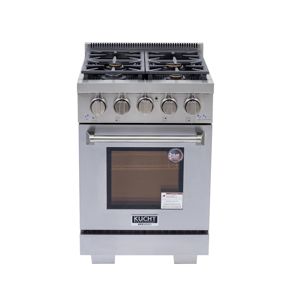 Kucht 24 in. 2.5 cu. ft. 4-Burners Propane Gas Range and Convection ...