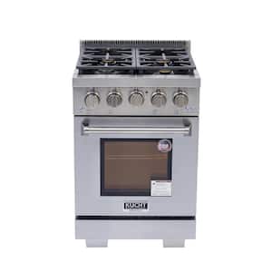 24 in. 2.5 cu. ft. 4-Burners Natural Gas Range and Convection Oven in Stainless Steel with True Simmer Burners