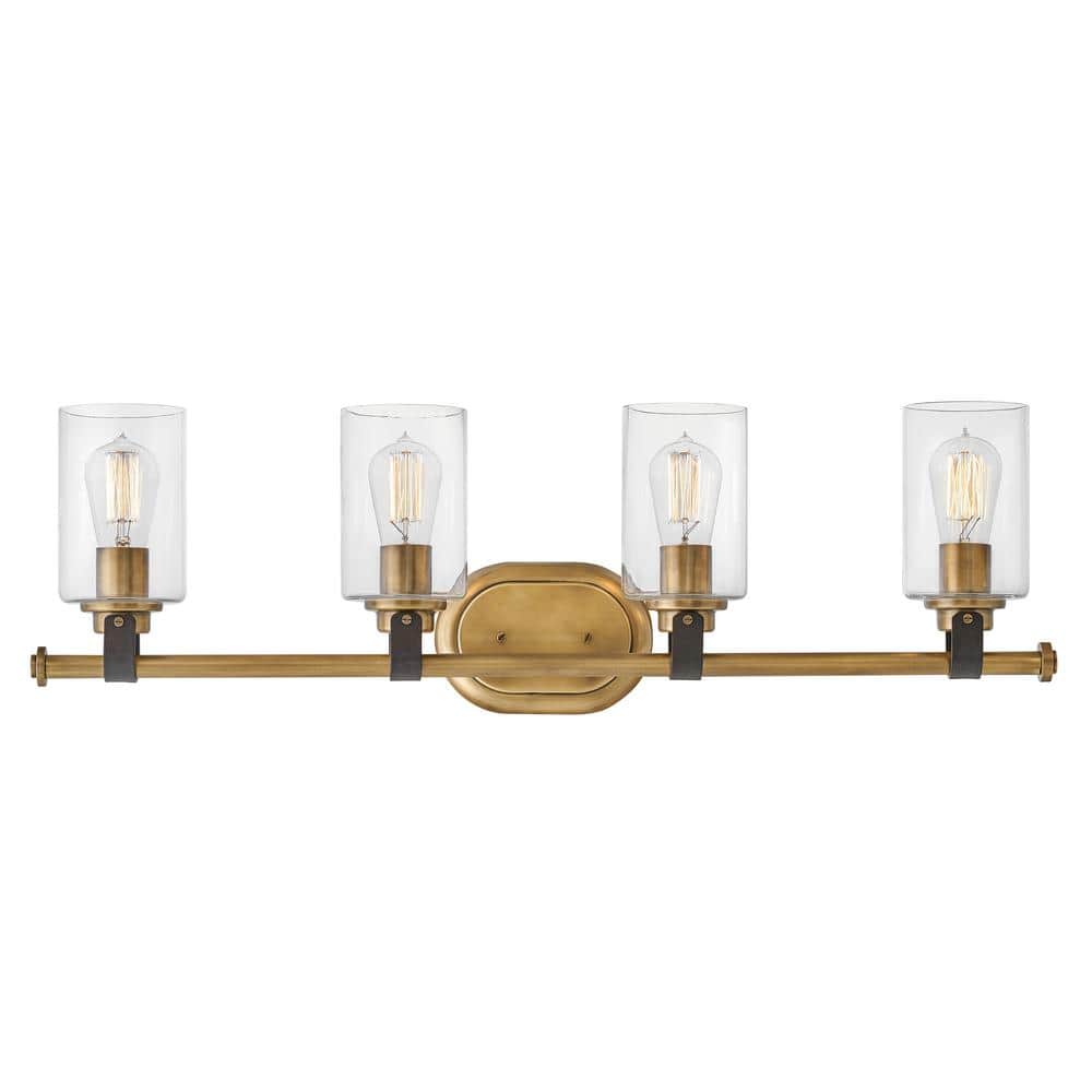 Halstead Heritage Brass 4-Light Vanity with Clear Glass Shades