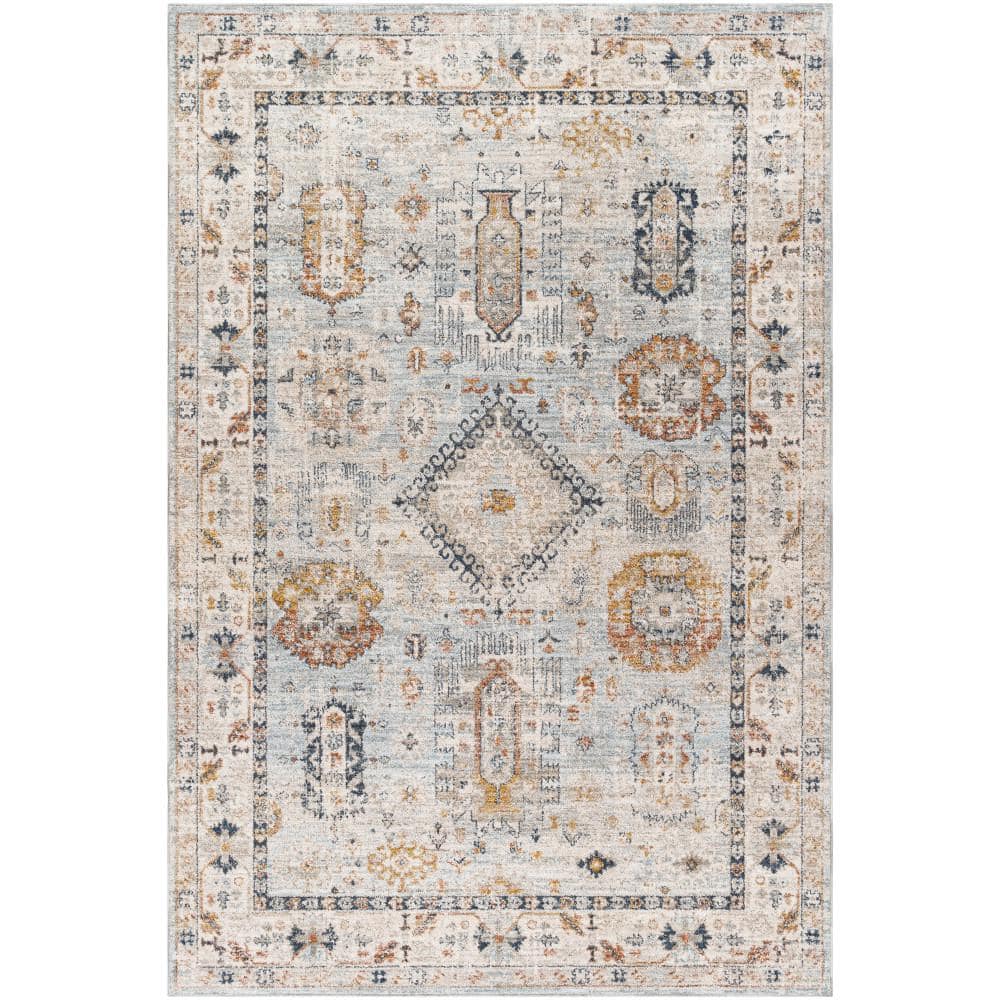 Livabliss Beckham Ice Blue Medallion 7 ft. x 10 ft. Indoor Area Rug ...