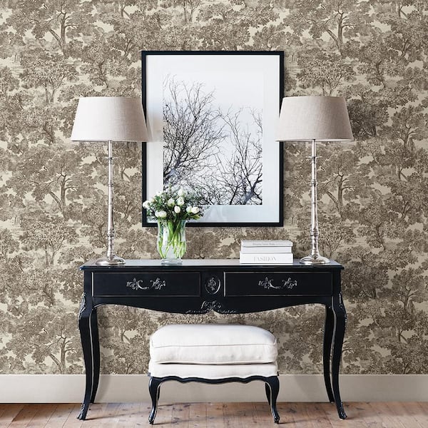 Chesapeake Blyth Brown Toile Paper Strippable Roll Wallpaper (Covers 56.4 sq. ft.)
