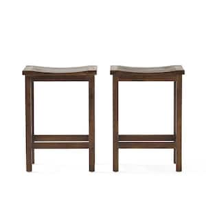 Easton 24 in. Brown Slatted Counter Stool (Set of 2)