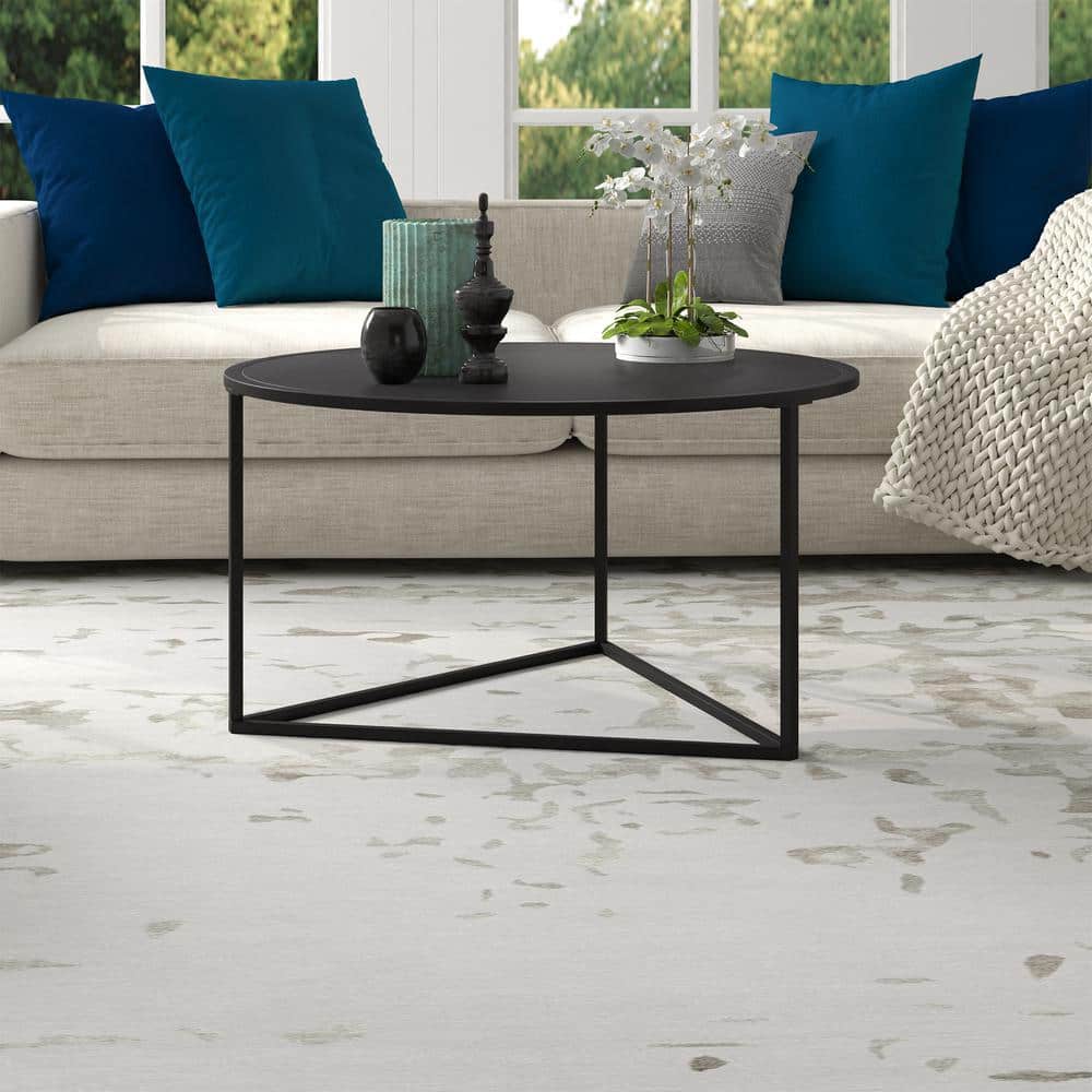 Scandinavian Minimalist Blackened Bronze Metal Round Coffee Table