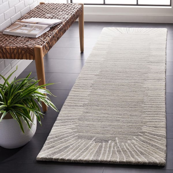 Fifth Avenue 2 ft. x 7 ft. Gray/Ivory Orbital Striped Runner Rug