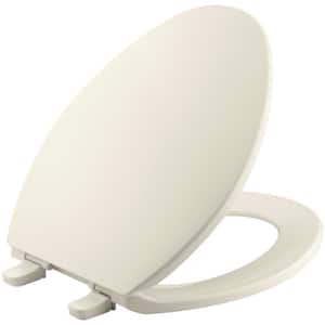 Brevia Elongated Closed Front Toilet Seat with Q2 Advantage in Almond