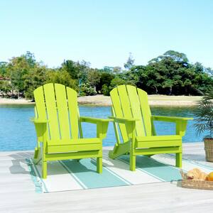 Addison Lime Folding Plastic Outdoor Adirondack Chair (Set of 2)
