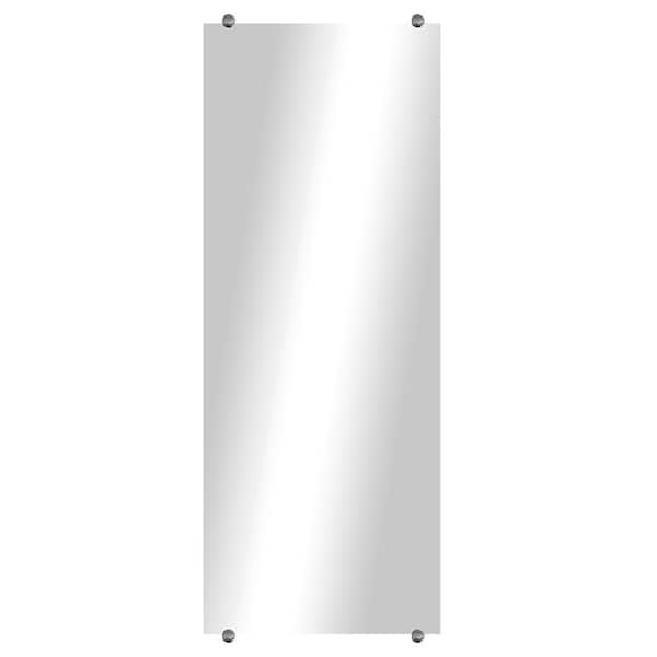 Unbranded Modern Rustic (66in. W x 26.5in. H) Frameless Rectangular Wall Mirror with Chrome Round Clips