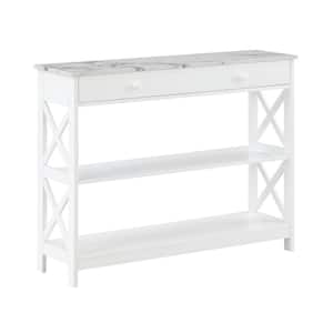 Oxford 39.5 in. White Rectangle White Faux Marble Top 1 Drawer Console Table