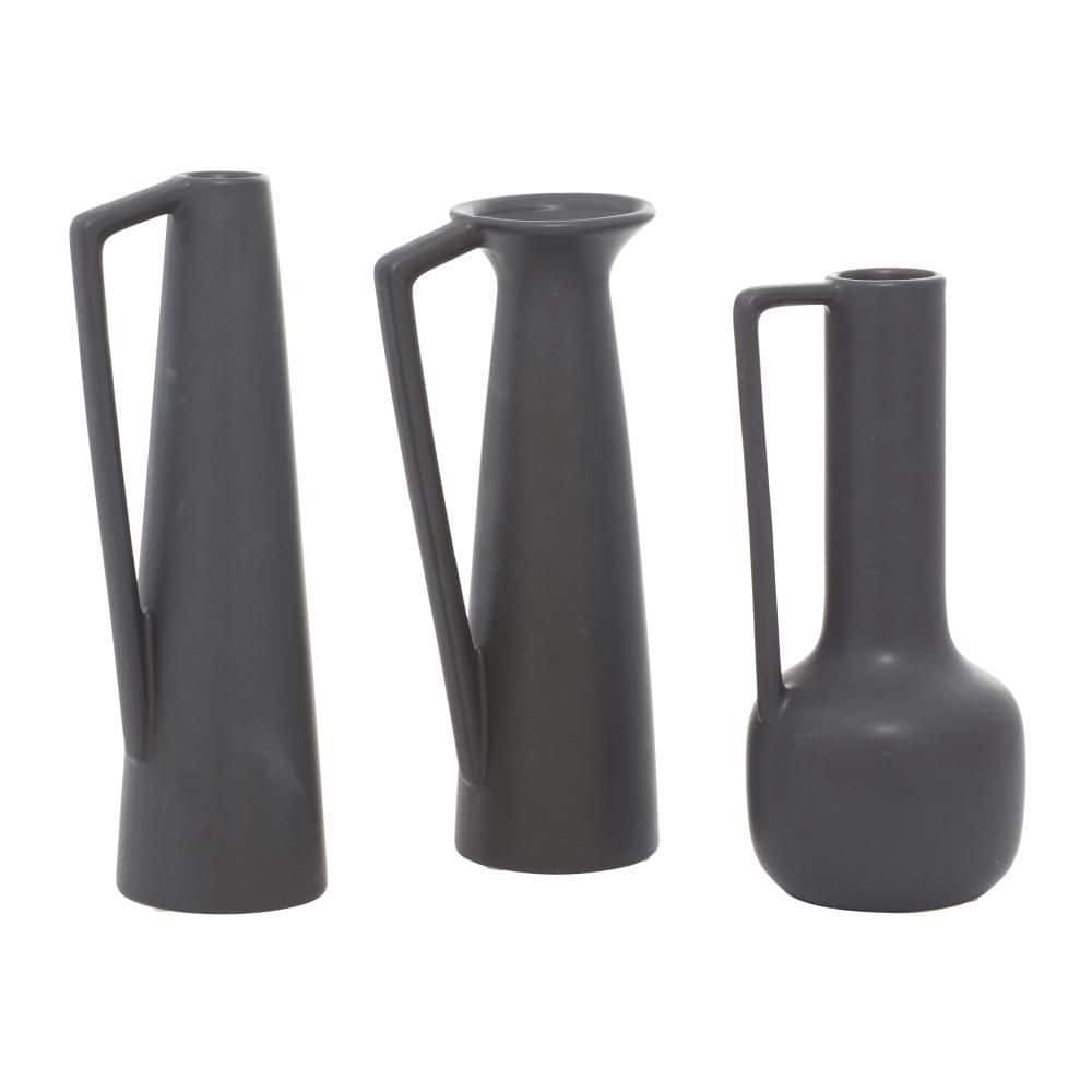12 in., 13 in., 11 in. Gray Ceramic Decorative Vase with Handles (Set of 3) price history on PriceWatchPro