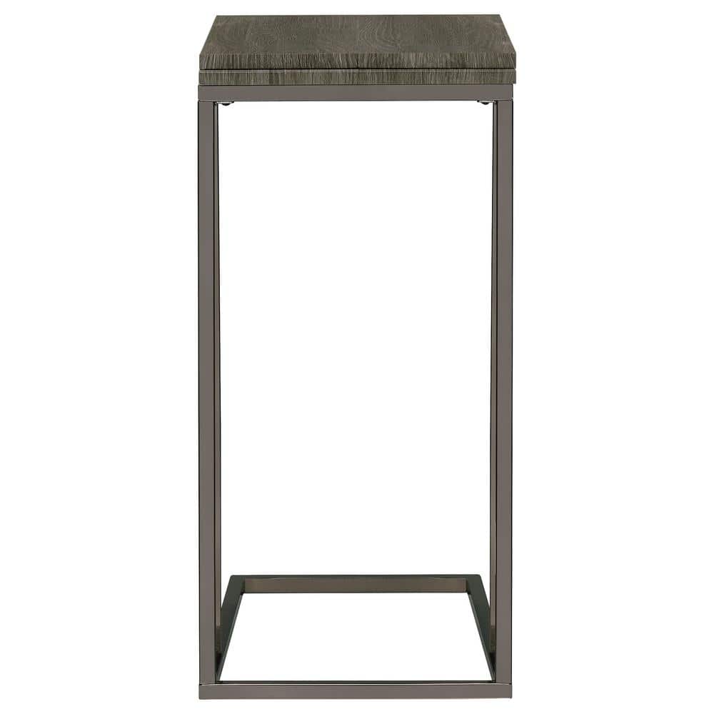 Weathered Gray Metal and Wood Rectangular Snack Table