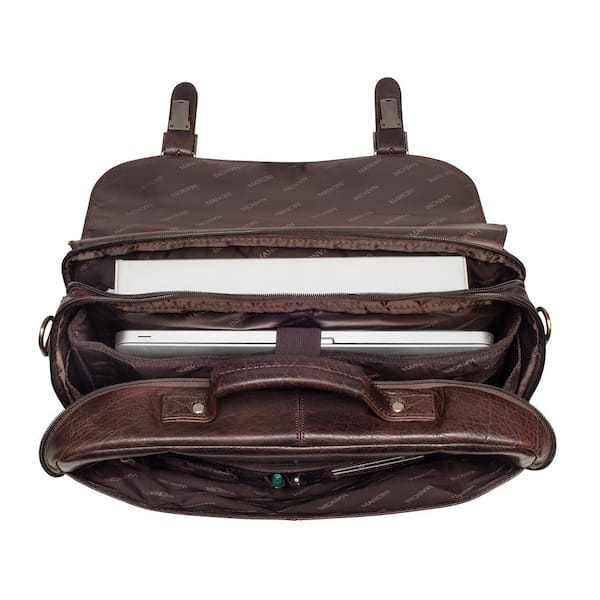 Double Space Briefcase - Large Leather Laptop Messenger Bag