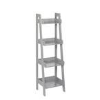 44 in. Gray Wood 4-shelf Ladder Bookcase with Open Back