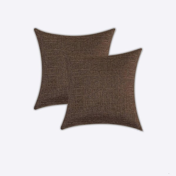 Unbranded 24 in. x 24 in. Brown Outdoor Waterproof Pillow Covers Throw Pillow (Pack of 2)