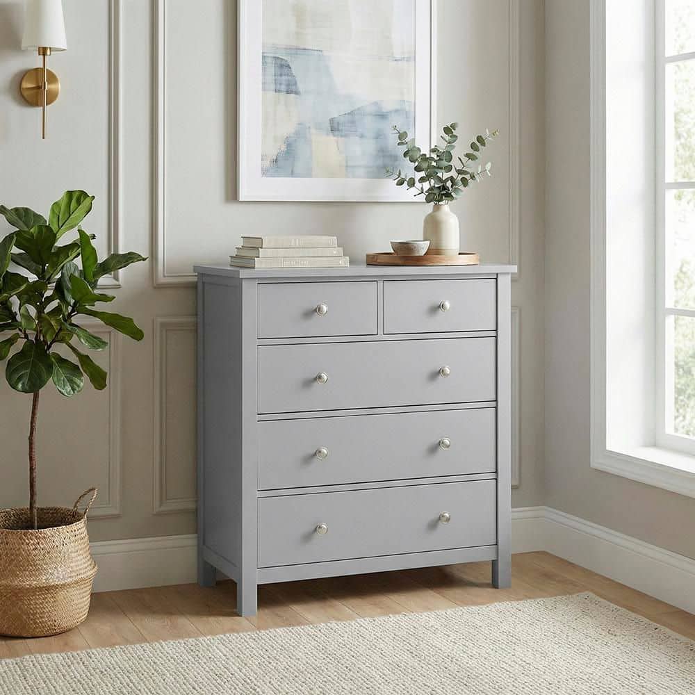 Lazzara Darwan Gray 5-Drawer 36.5 in. W Chest of Drawers B2063-9D5