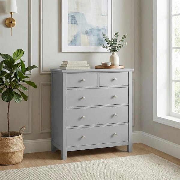 Lazzara Darwan Gray 5-Drawer 36.5 in. W Chest of Drawers B2063-9D5