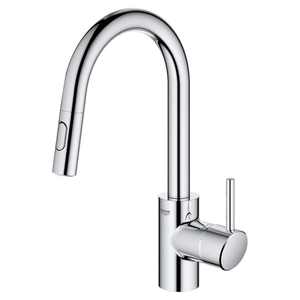 Modern Sleek Chrome Kitchen Faucet with Pull-Out Spray