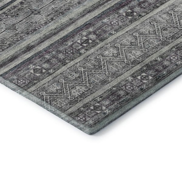 Mayfield Premium Machine Washable Abstract AMF1644 Gray 9 ft. x 12 ft. Area Rug