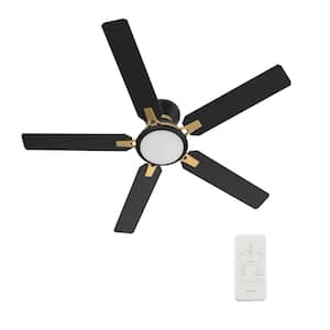 Essex II 52 in. Integrated LED Indoor/Outdoor Black Smart Ceiling Fan with Light and Remote, Works w/Alexa/Google Home