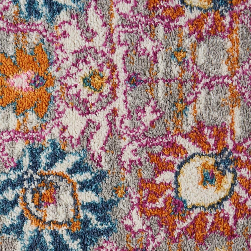 Silver Floral Bliss Reversible Synthetic Rug 6'7" x 9'6"
