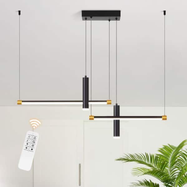 bessten Artemis 4 light Matte Black Integrated LED Pendant Light with Dimmable and Remote Control