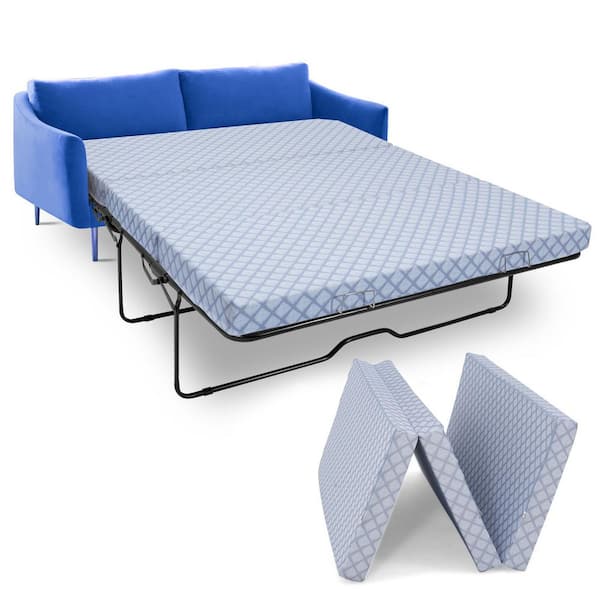 Foldable Full Size Sofa Bed Replacement Mattress Gray Pull Out Fabric Sofa Couch Mattress, 72 in. L x 53 in. W x 4 in. H