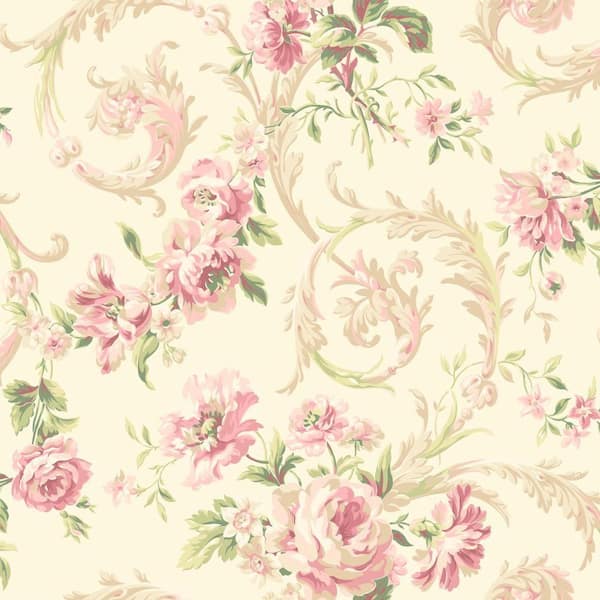 York Wallcoverings Shimmering Topaz Rococco Floral Wallpaper
