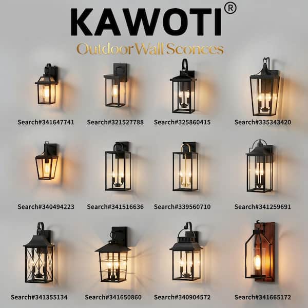 KAWOTI 19.75 in. 2-Light Sandy Black Lantern Outdoor Sconce