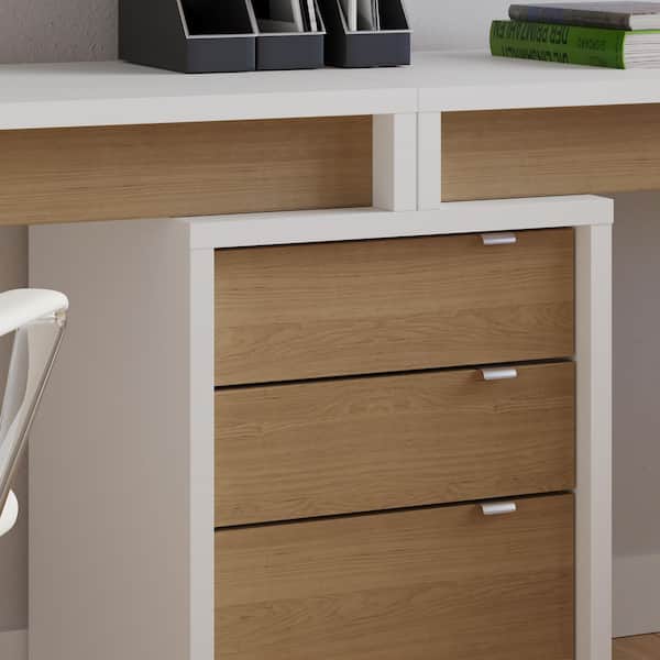 Chrono White and Natural Maple 3-Drawer Filing Cabinet