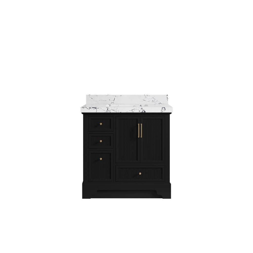 Alys 36 in. W x 22 in. D x 36 in. H Single Sink Bath Vanity Center in Black with 2 in. Viola Night qt Top price history on PriceWatchPro