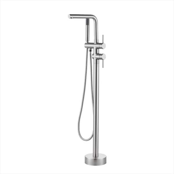 2-Handle Freestanding Tub Faucet with Handshower in. Brushed Nickel