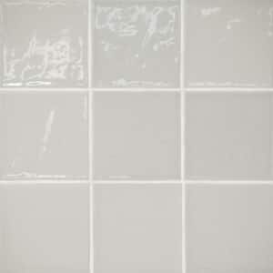 Marin Square Glossy Pebble Gray (Light Grey) 4 in. x 4 in. Ceramic Wall Tile (5.49 sq. ft./Case)