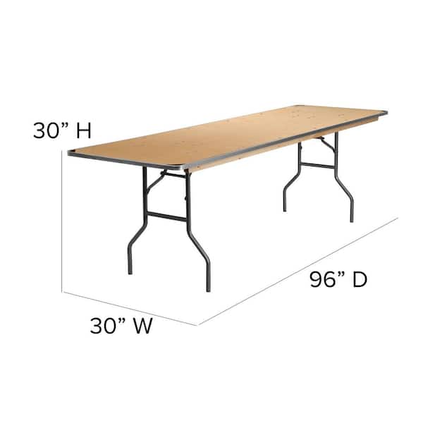 Flash Furniture 11.75-in x 96-in Indoor Rectangle Wood Brown Folding Table