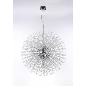 22-Light Chrome Sputnik Chandelier With Clear Crystal Accents