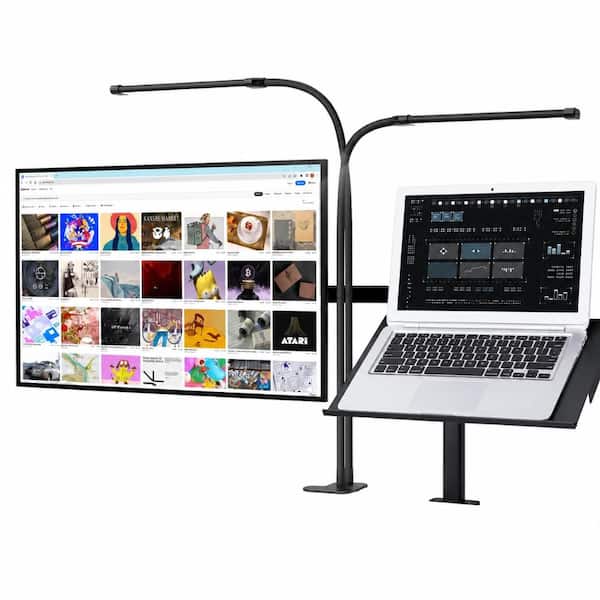 Clamp-On LED Desk Lamp with Dual Light Bars, 27.6 in Flexible Gooseneck, 3 Color Modes, 10 Brightness Levels