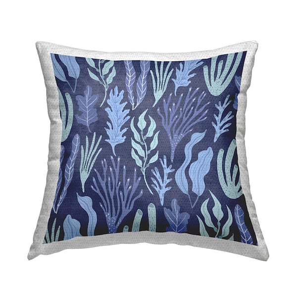 Stupell Industries Blue Nautical Mixed Coral Plants Pattern Blue Square Outdoor Throw Pillow