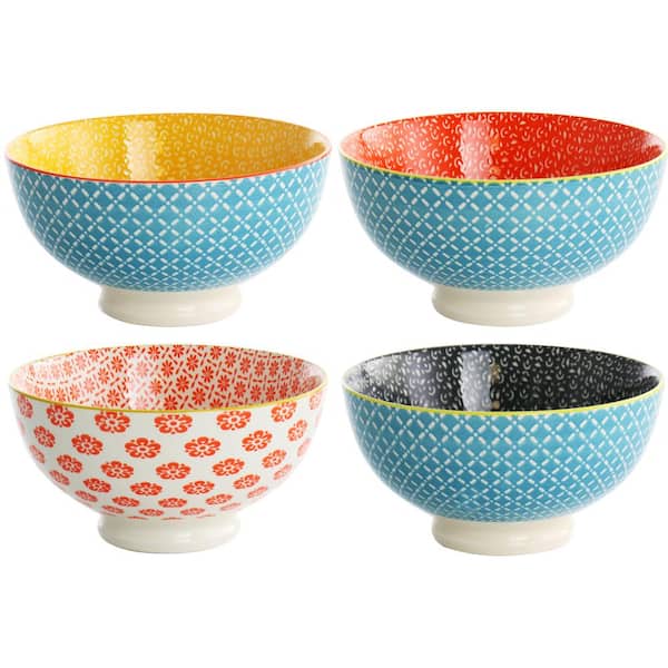 Lareina Porcelain Cereal Bowls, 23 Fluid Ounces Vibrant Colors