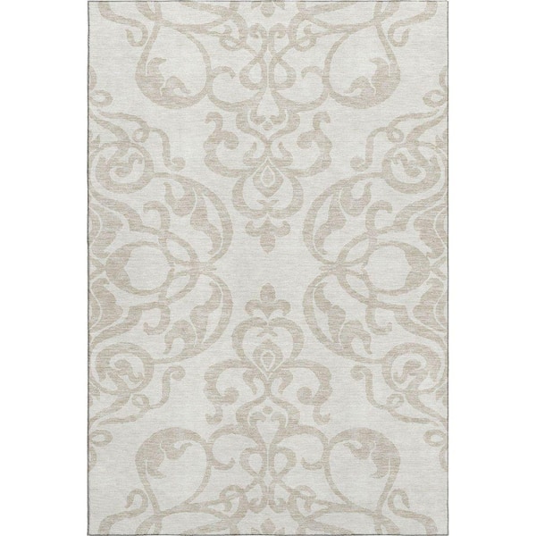 Mayfield Premium Machine Washable Abstract AMF973 Ivory 2 ft. 6 in. x 3 ft. 10 in. Area Rug